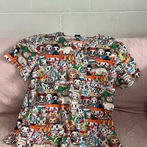 Tokidoki women’s large scrub top with pockets shirt sleeve